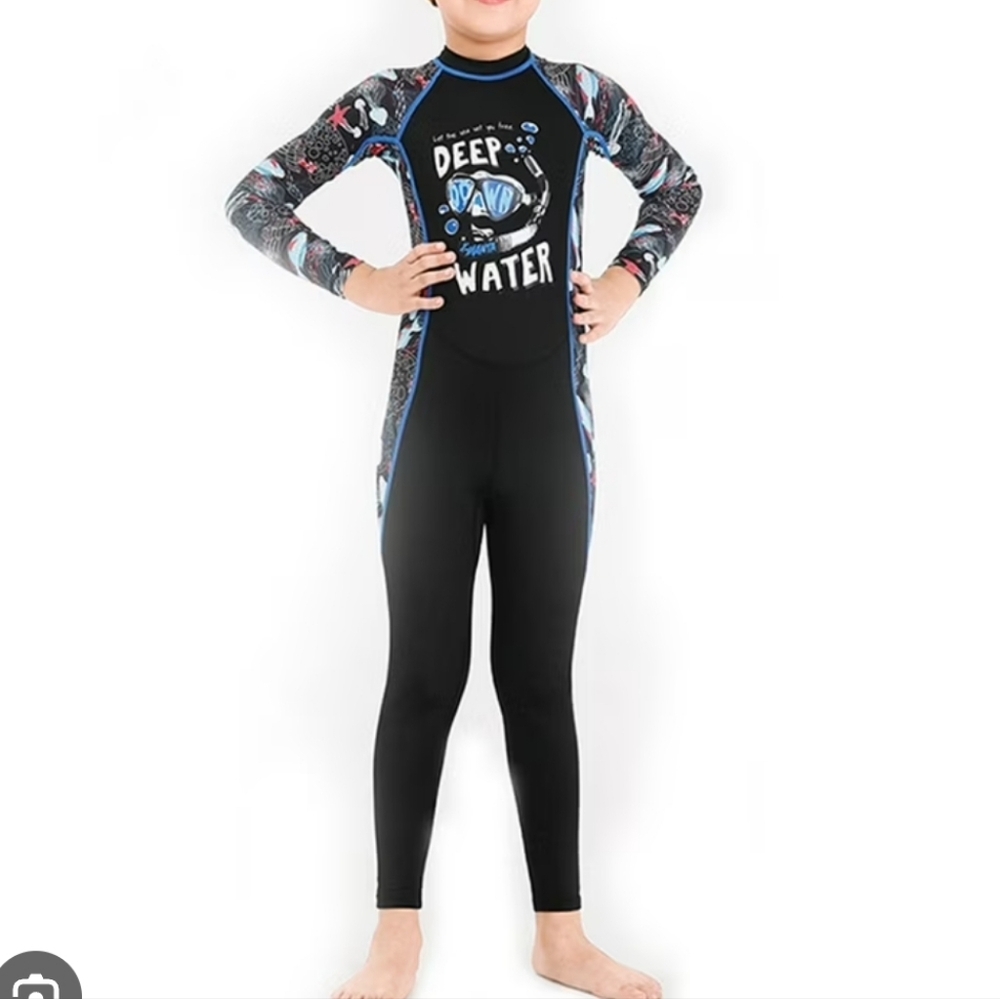 Kids Deep Water Swim Suit - Black and Blue